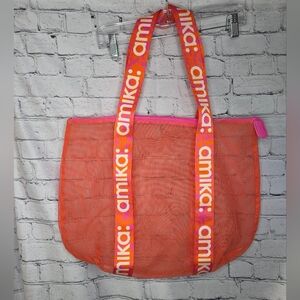 Amika Signature Mesh‎ Beach Tote Bag Logo Handles